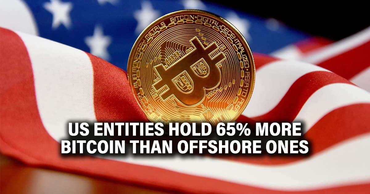 US Entities Hold 65% More Bitcoin Than Offshore ones