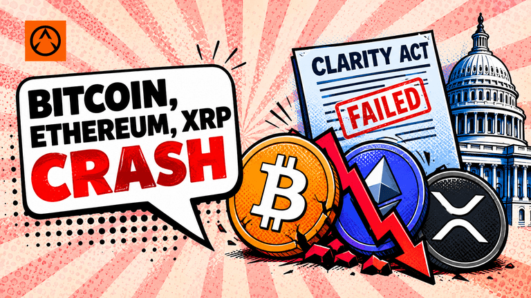 Bitcoin Ethereum and XRP fall after CLARITY Act Senate vote fails