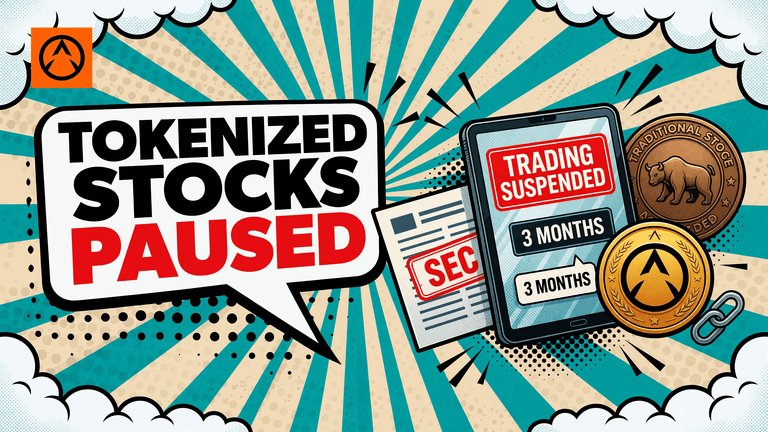 A tokenized stock breaches a volume limit and is suspended from trading while its traditional stock counterpart remains active.
