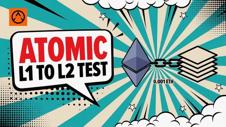 A flat vector illustration showing an Ethereum coin snapped into a layer-2 stack by a single chain link.