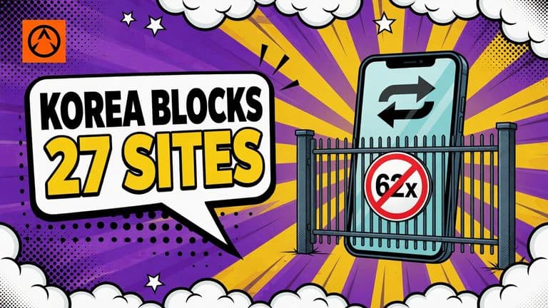 A flat comic-style illustration of a smartphone showing two exchange marks, with a barred gate and a red prohibition sign shut across it.