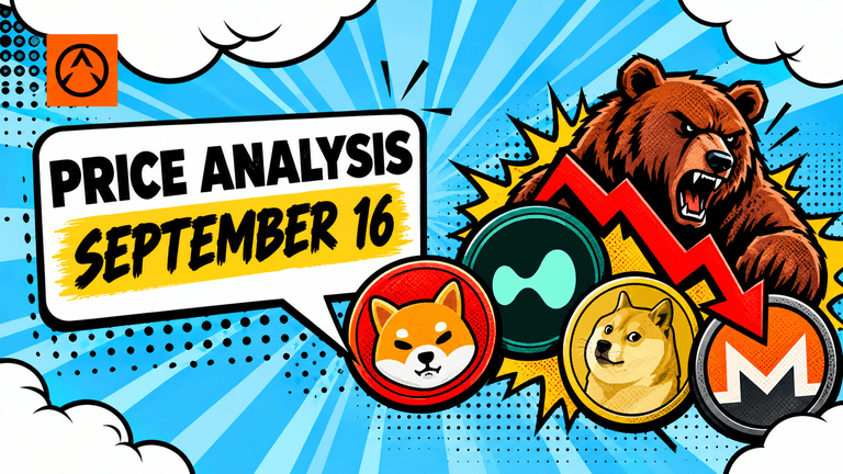 Shiba Inu Hyperliquid Dogecoin and Monero price analysis for September 16