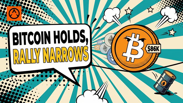 Bitcoin holds $86,379 as breadth narrows and Brent slips below $100