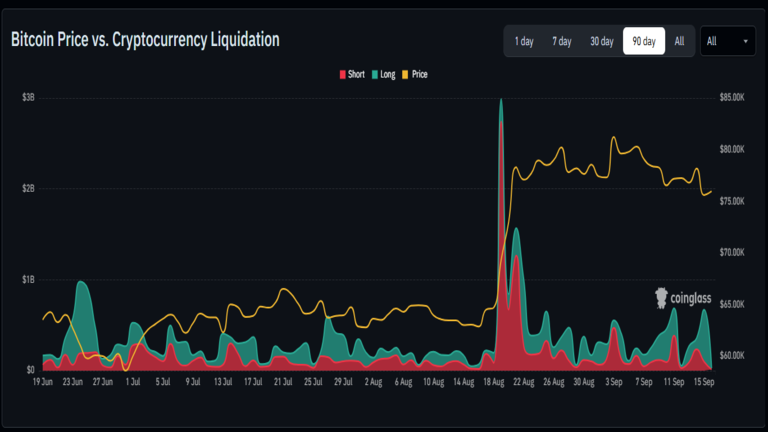 Crypto market liquidations data September 16