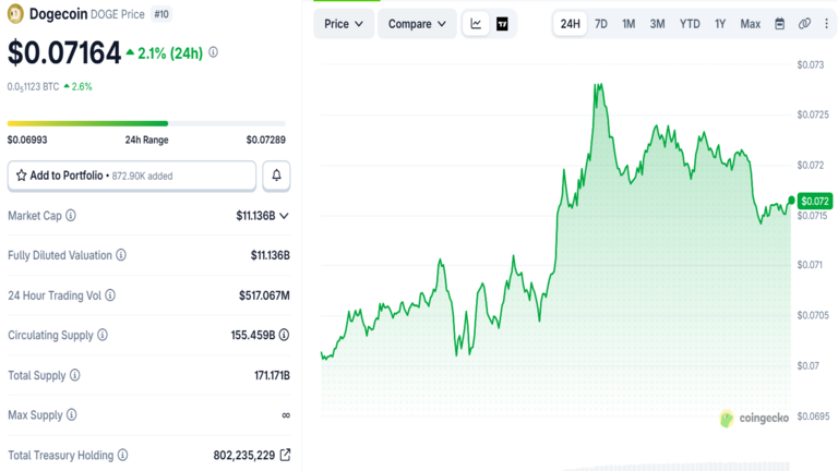 DOGECOIN Price Chart August 12
