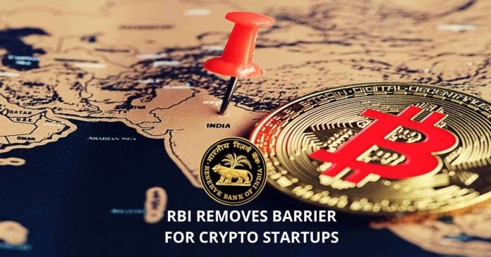 RBI Removes Barrier for Crypto Startups