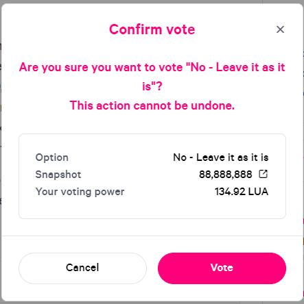 LuaSwap proposal voting status.