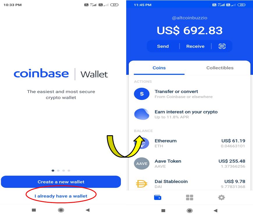 how to login coinbase wallet
