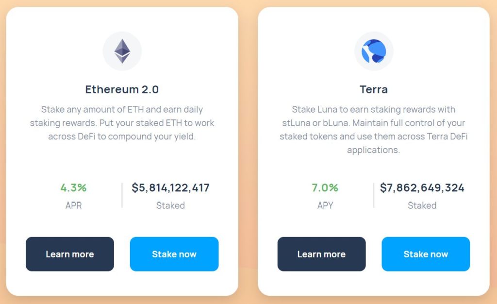 ETH and LUNA staking yield