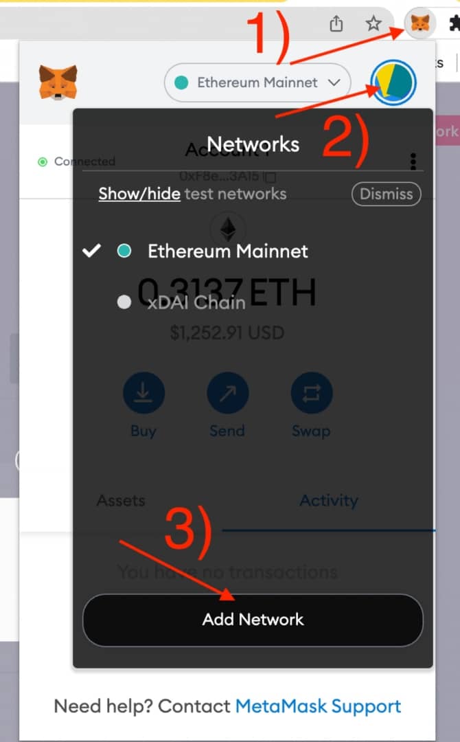 Add wallet manually on Colony