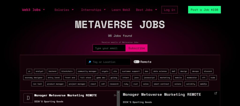 Metaverse jobs