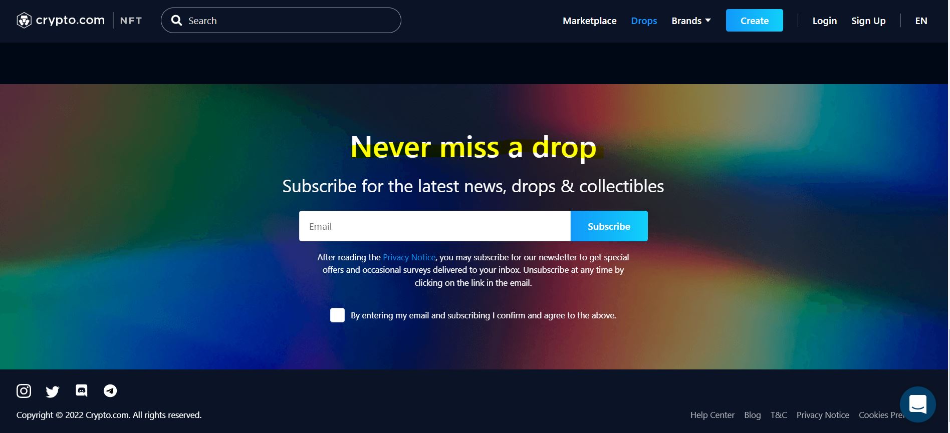 Drops Subscribe Page