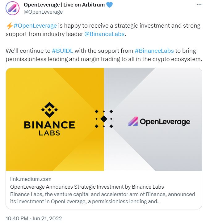 3 micro caps backed by Binance Labs - OpenLeverage
